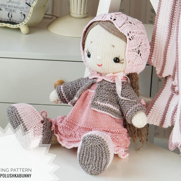 Doll clothes Knitting Pattern Outfit Shabby Chic Style for doll, lamb, bunny, kitty