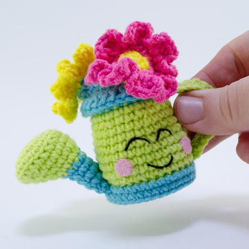 Amigurumi Mini Watering Can with Flowers