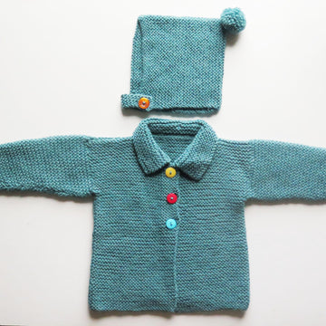 Easy Knitting Garter Stitch Baby Jacket and Hat