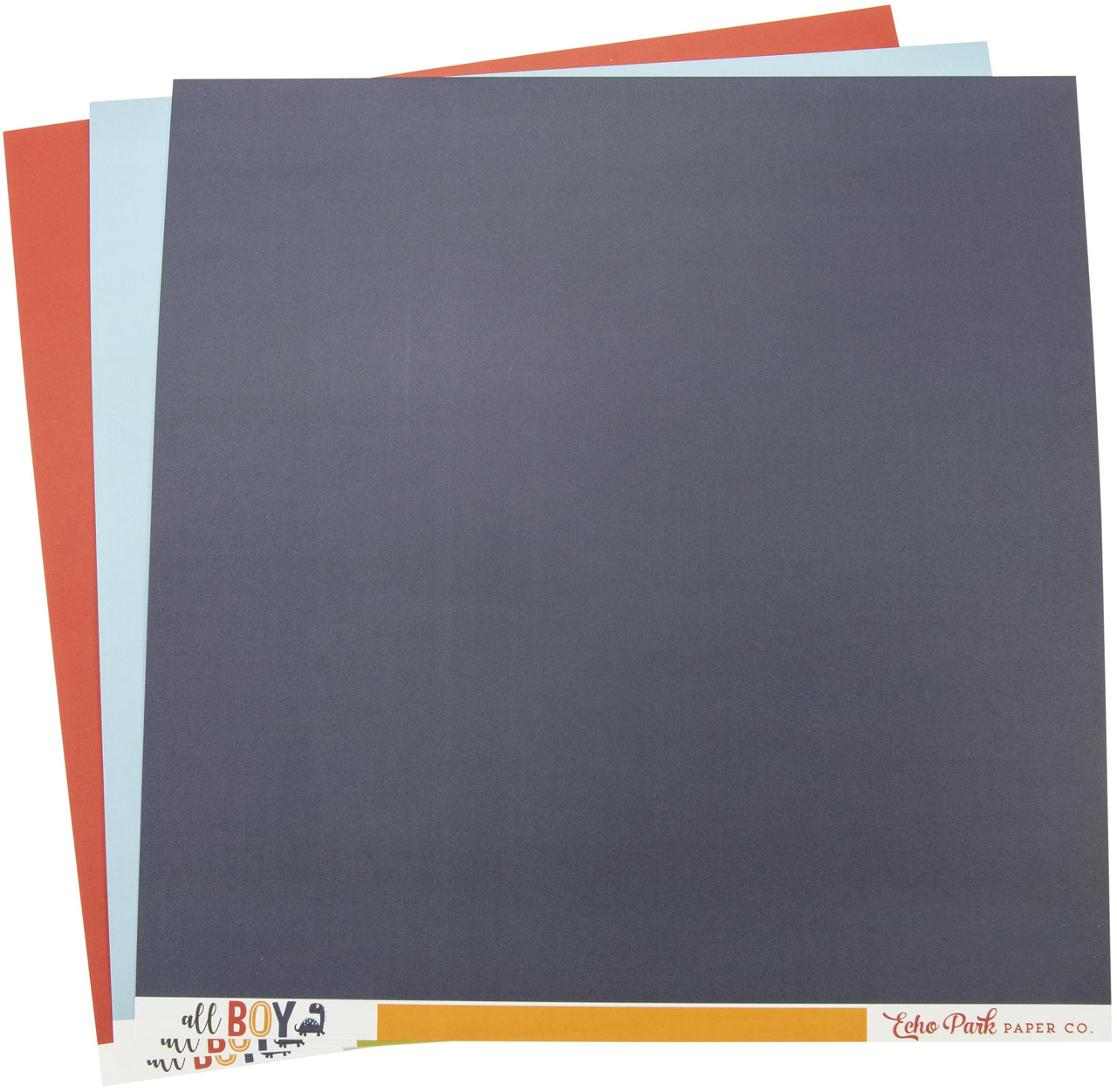 Echo Park Paper Echo Park Double-Sided Solid Cardstock 12"X12" 6/Pkg - All Boy, 6 Colors