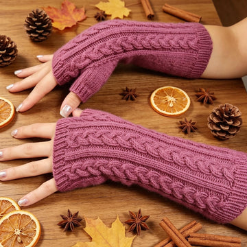 Fine Triple Plaited Cable Mitts