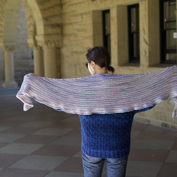 Frilled rainbow shawl