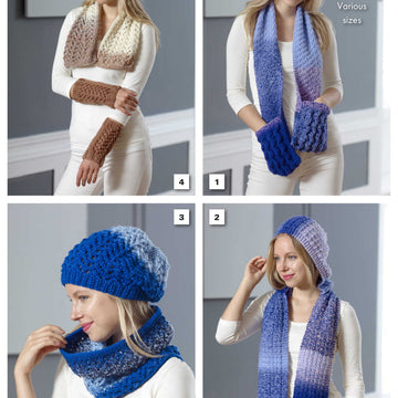 Scarf With Pockets, Hooded Scarf, Lace Cowl, Lace scarf, Hat & Wrist Warmers in King Cole Carousel Chunky - 5055 - Downloadable PDF