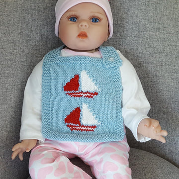 Luke - boat motif bib and cloth