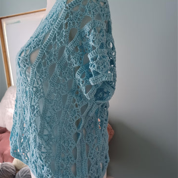 Ice Blue Crochet Lace Blouse