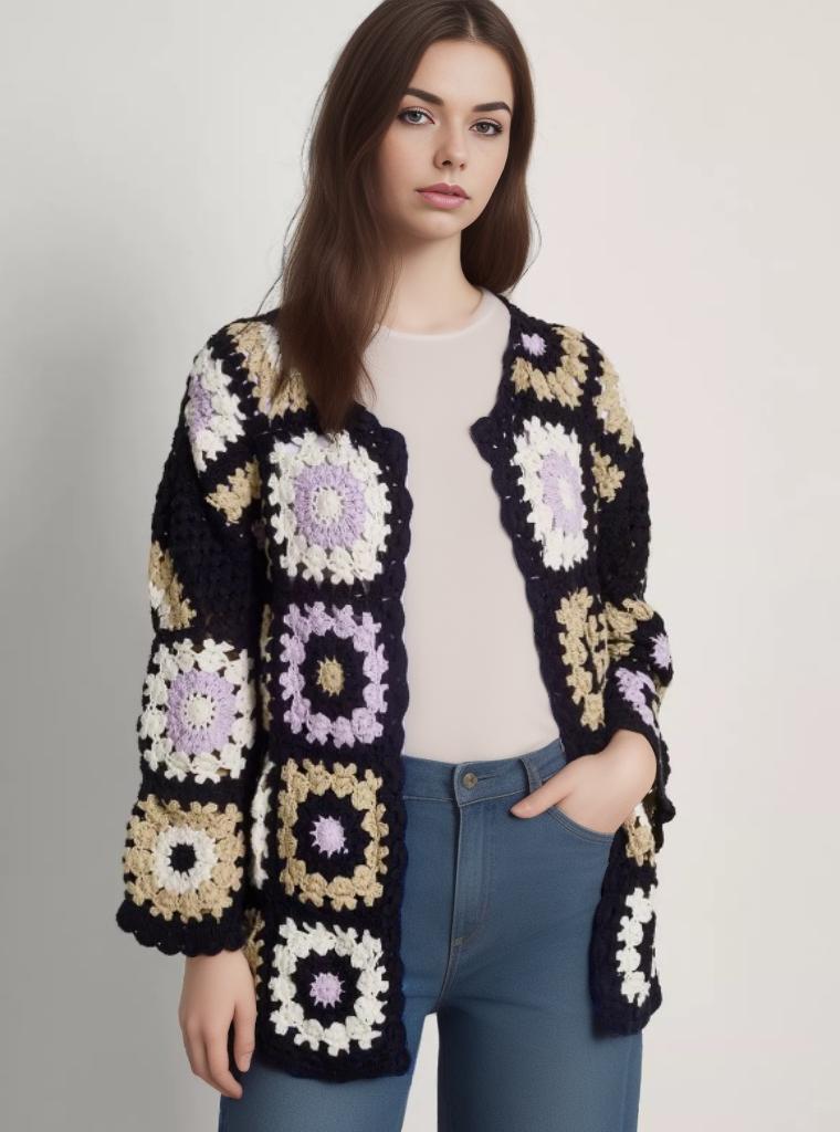Granny Square Crochet Cozy Cardigan