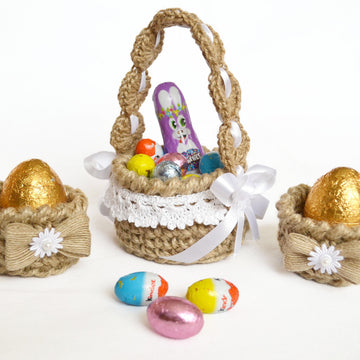 Jute twine crochet baskets. Small wedding baskets. Table decor. Candy baskets. Easter egg baskets