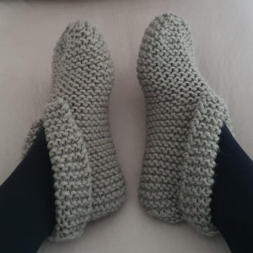 Sampson - Chunky garter stitch slippers with cuff