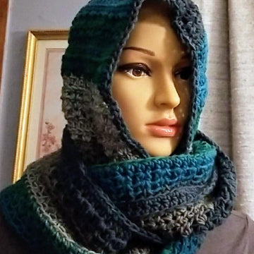 Hooded cowl infinity scarf