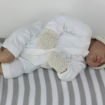 New Baby Moss Stitch Pixie Hat Booties & Mittens
