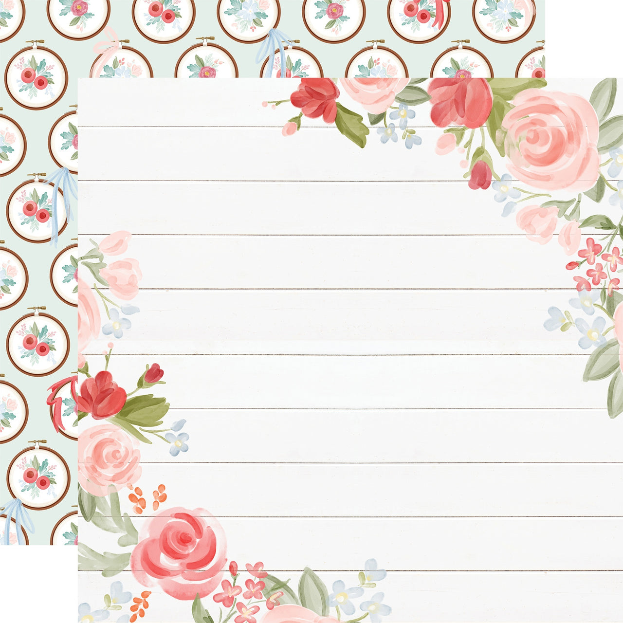 Echo Park Paper Farmhouse Market Double-Sided Cardstock 12"X12" 25/Pkg - Floral Corners