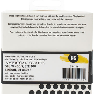 American Crafts Vicki Boutin Mixed Media Color Wheel Pigment Ink Pads 6/Pkg - Metallics, Wildflower & Honey