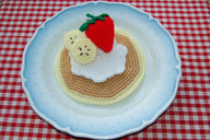 Crochet Pattern for Pancake with Strawberry, Bananas & Cream - Crocheted Play Snack