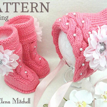 Baby Girl Newborn Infant Baby Bonnet and Baby Shoes Knitting PATTERN