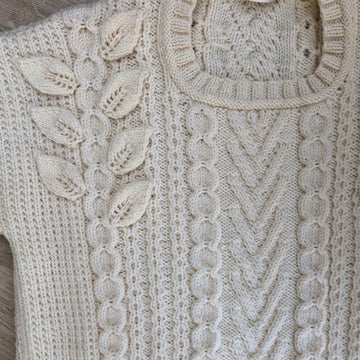 Aran Sweater with Leaf Embellishments