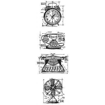 Stampers Anonymous Tim Holtz Mini Blueprints Strip Cling Stamps 3"X10" - Vintage