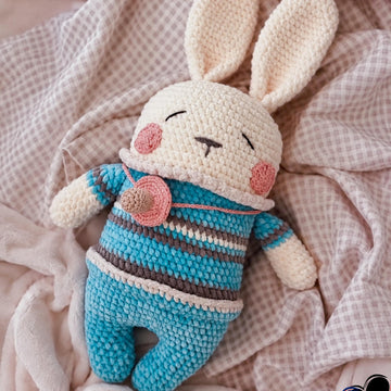 Sleeping bunny lovey with pacifier crochet pattern P9