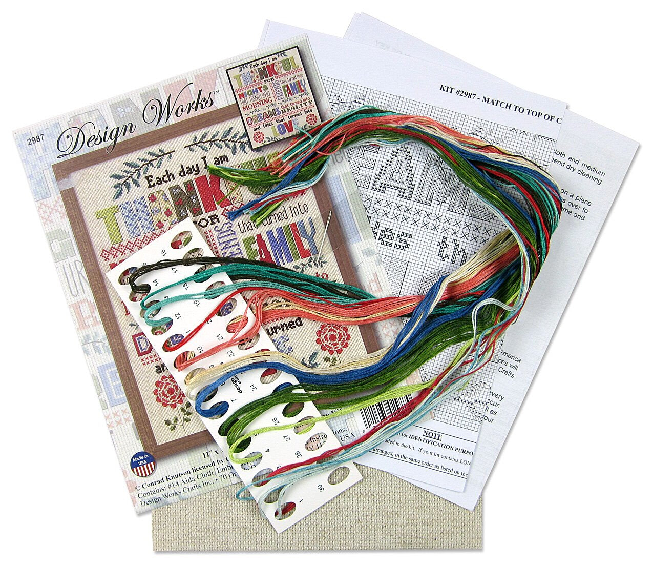 Design Works Thankful Cross Stitch Kit - 28cm x 35cm