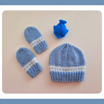 Sweet Heart Baby Hat and Mittens