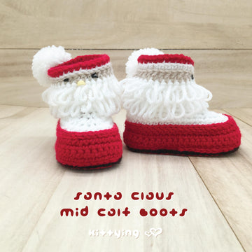 Santa Booties Crochet Pattern by Kittying