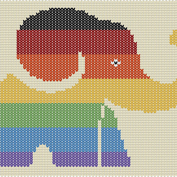 Rainbow Elephant Knitting Chart