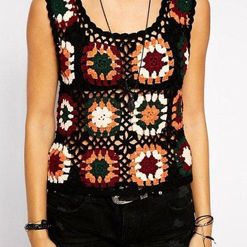 Crochet Patchwork Tank TOP Cover Up.