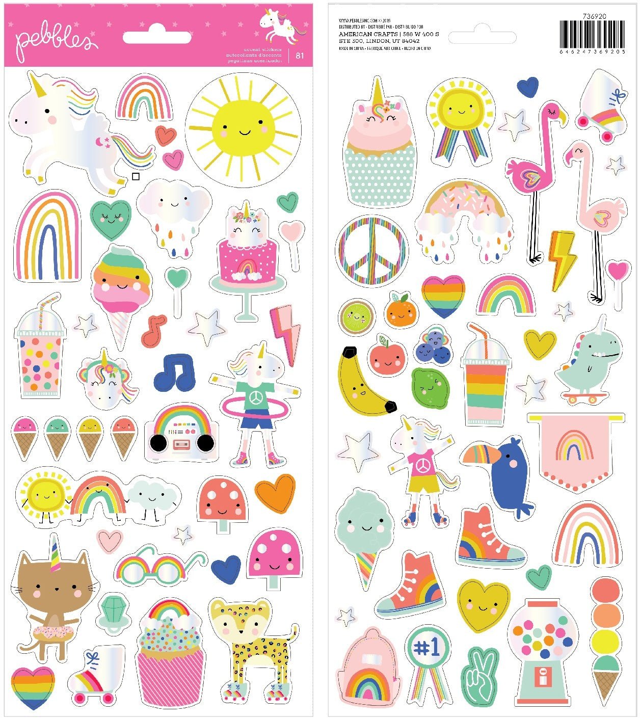 American Crafts Live Life Happy Cardstock Stickers 6"X12" 81/Pkg - Icons W/Foil Accents