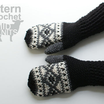 Fair Isle Crochet Diamond Mittens (2016003)