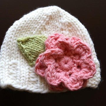Bulky Knit Hat with Flower