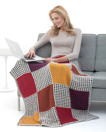 Basketweave And Slip Stitch Afghan in Lion Brand Heartland - L40171