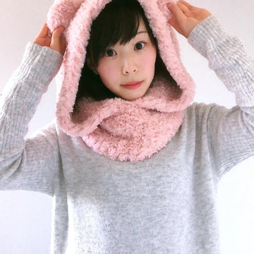 Fluffy Hooded Bear Cowl