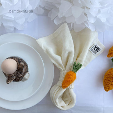 Knitted Carrot Napkin Ring for Easter & Spring
