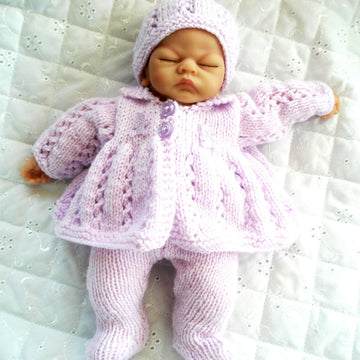 Knitting pattern 10" Dolls Matinee Coat, Hat and Leggings