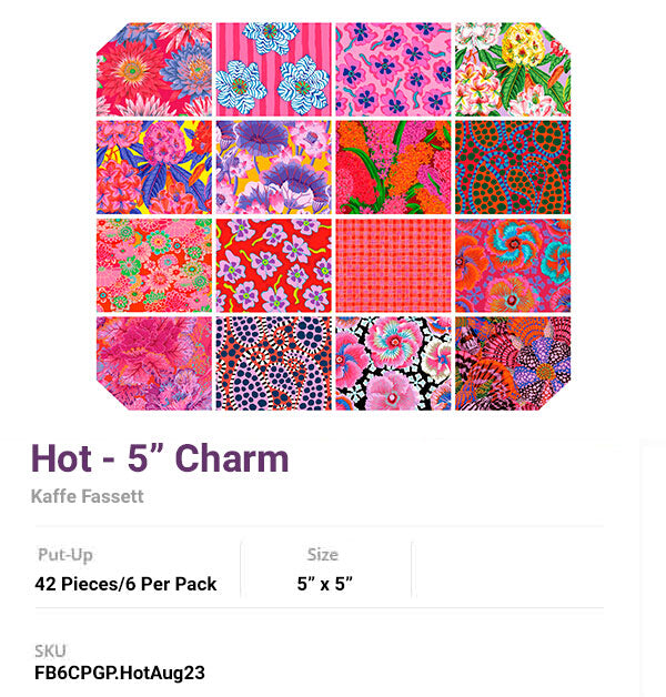 Kaffe Fassett Collective Charm Pack - Hot - C582-042