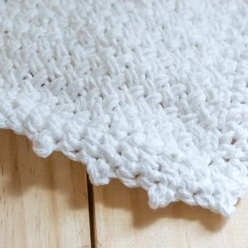 Diagonal Basket Weave Washcloth with Picot Edge