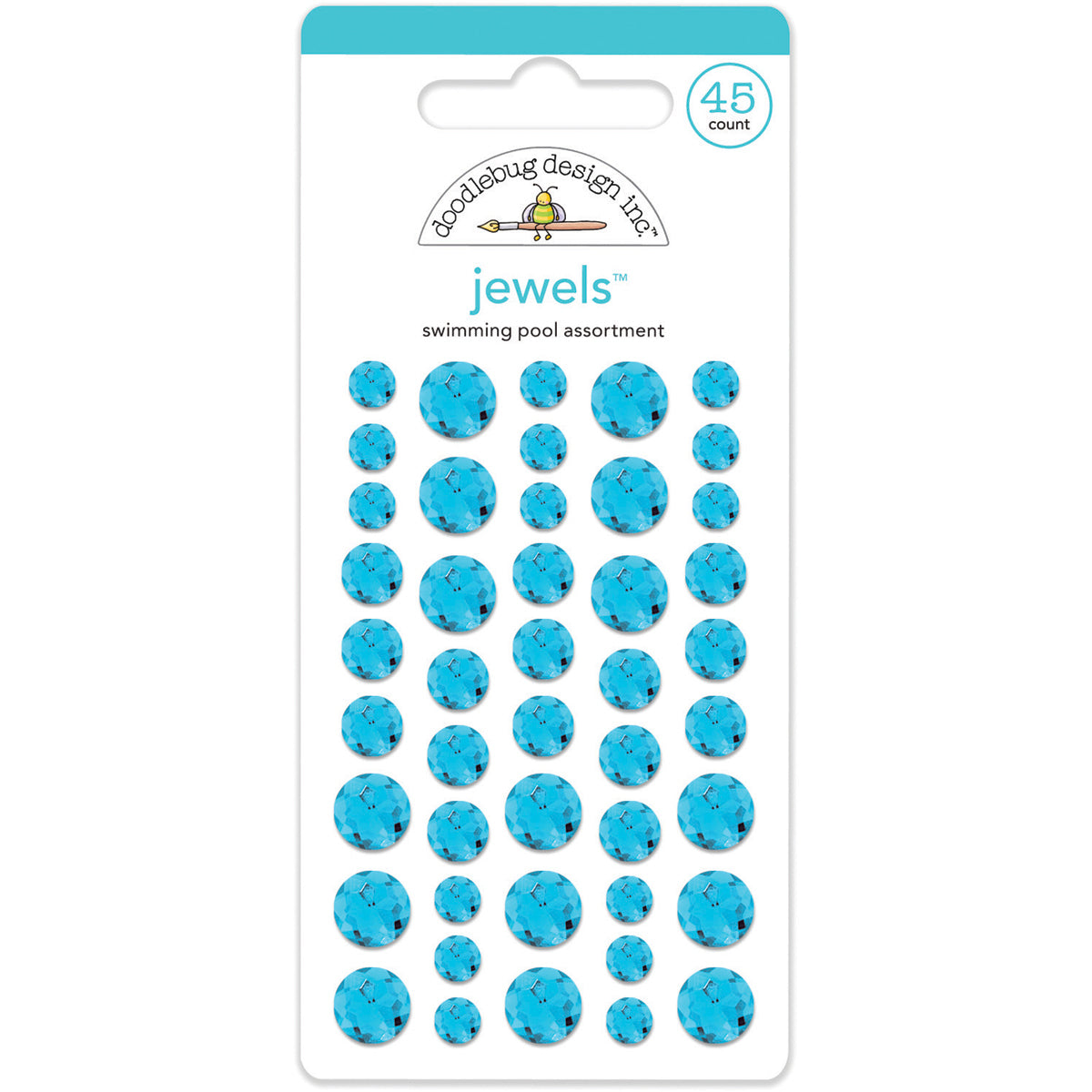 Doodlebug Adhesive Jewels 6mm, 8mm & 10mm 45/Pkg - Swimming Pool