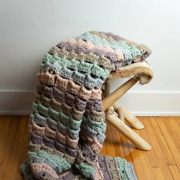 Barella Striped Blanket in Lion Brand Touch of Alpaca Thick & Quick - M22087 TATQ - Downloadable PDF