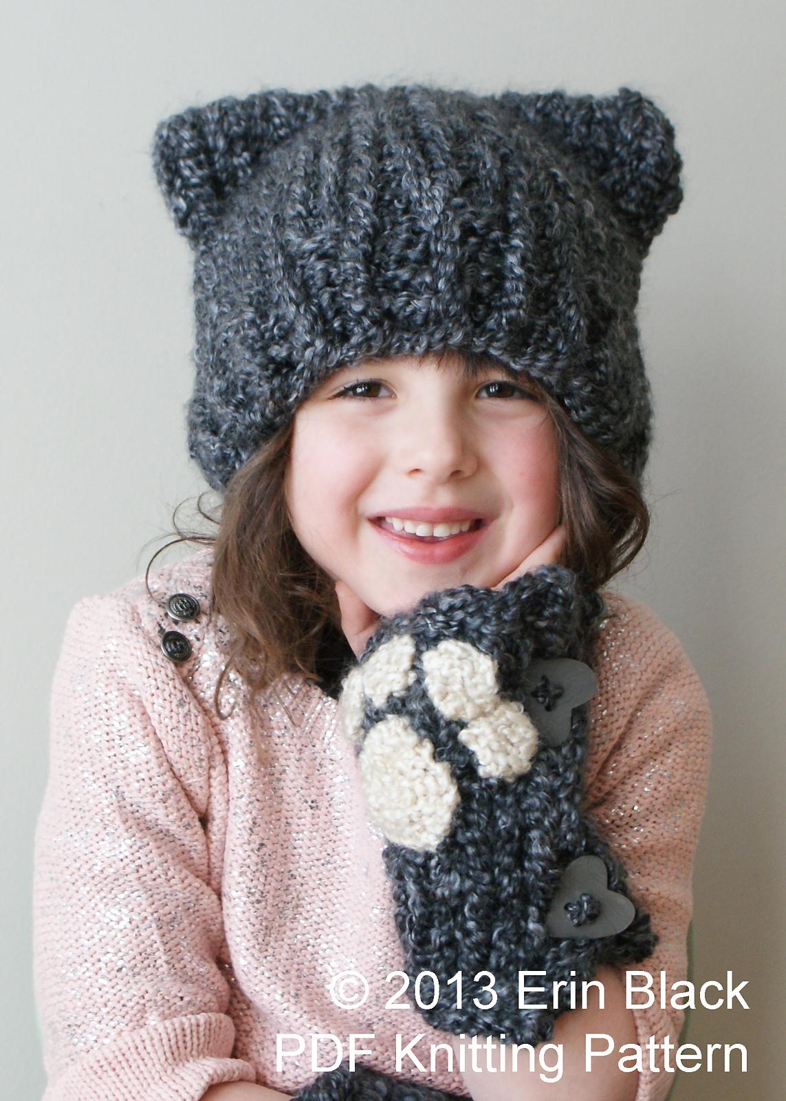 Chunky Kitty Hat and Arm Warmers (Hat006)