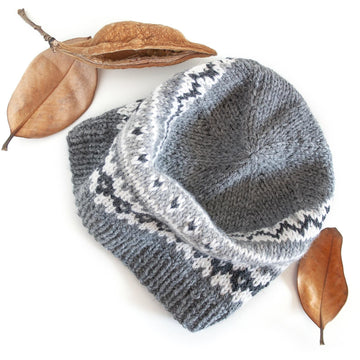 GRAY Fair Isle Hat
