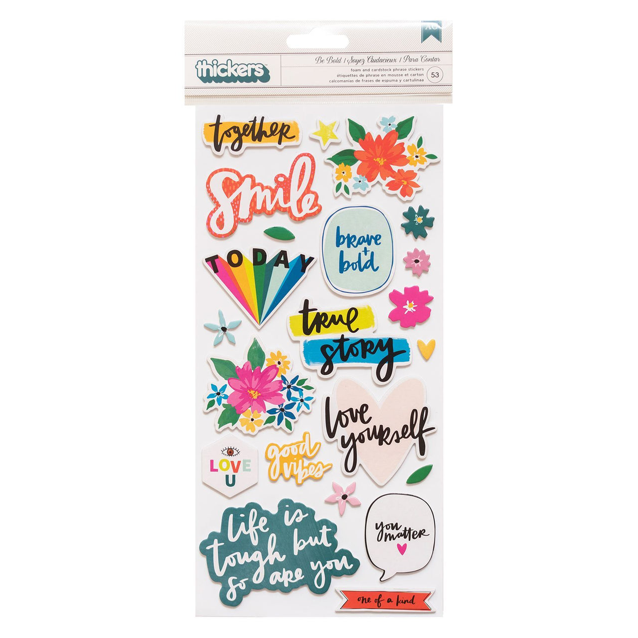 American Crafts Amy Tangerine - Brave + Bold Thickers Stickers Phrases