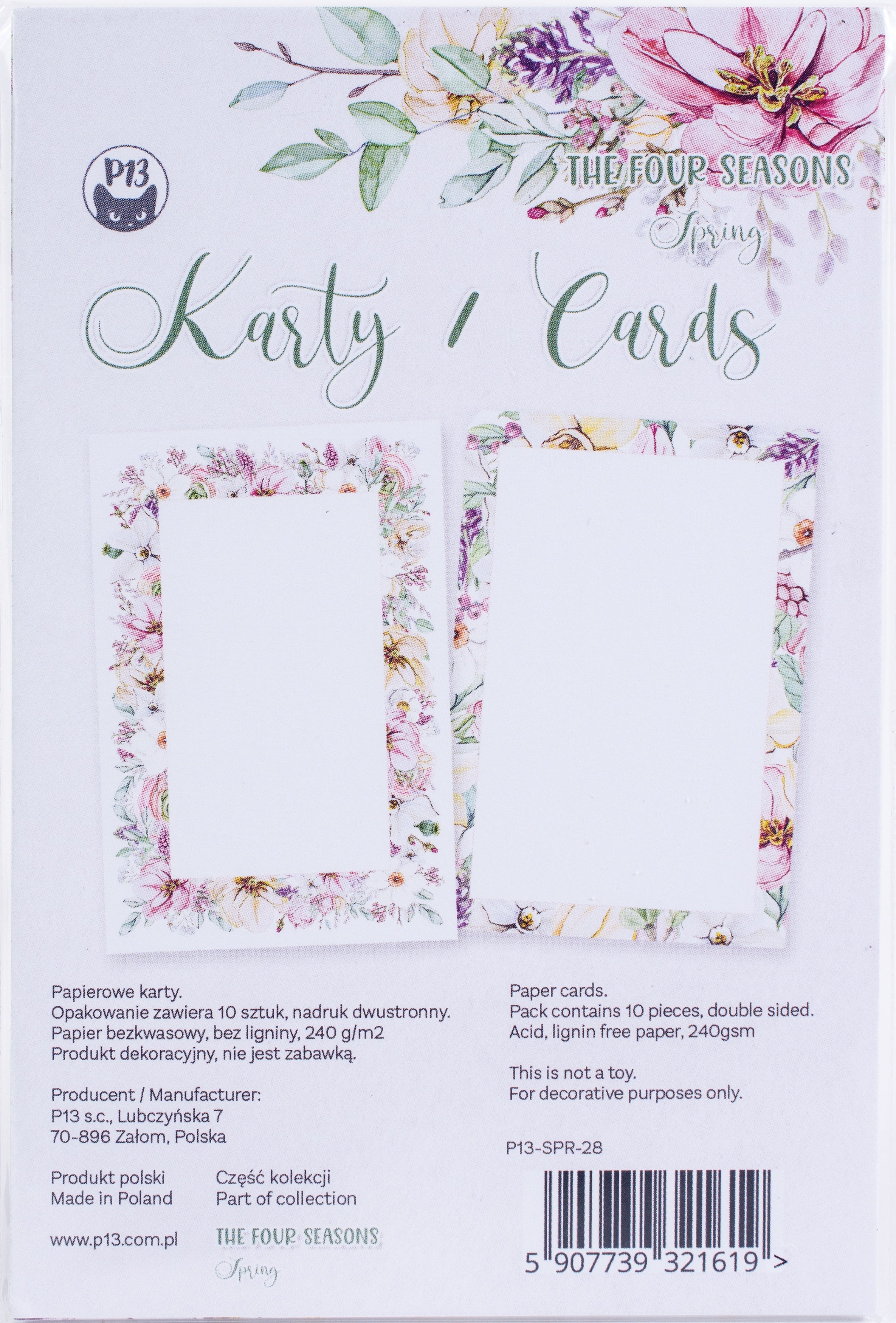 P13 The Four Seasons-Spring Card Set 6"X4" 10/Pkg - 628699