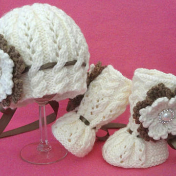Knitting PATTERN Baby Girl Baby Cap and Baby Shoes