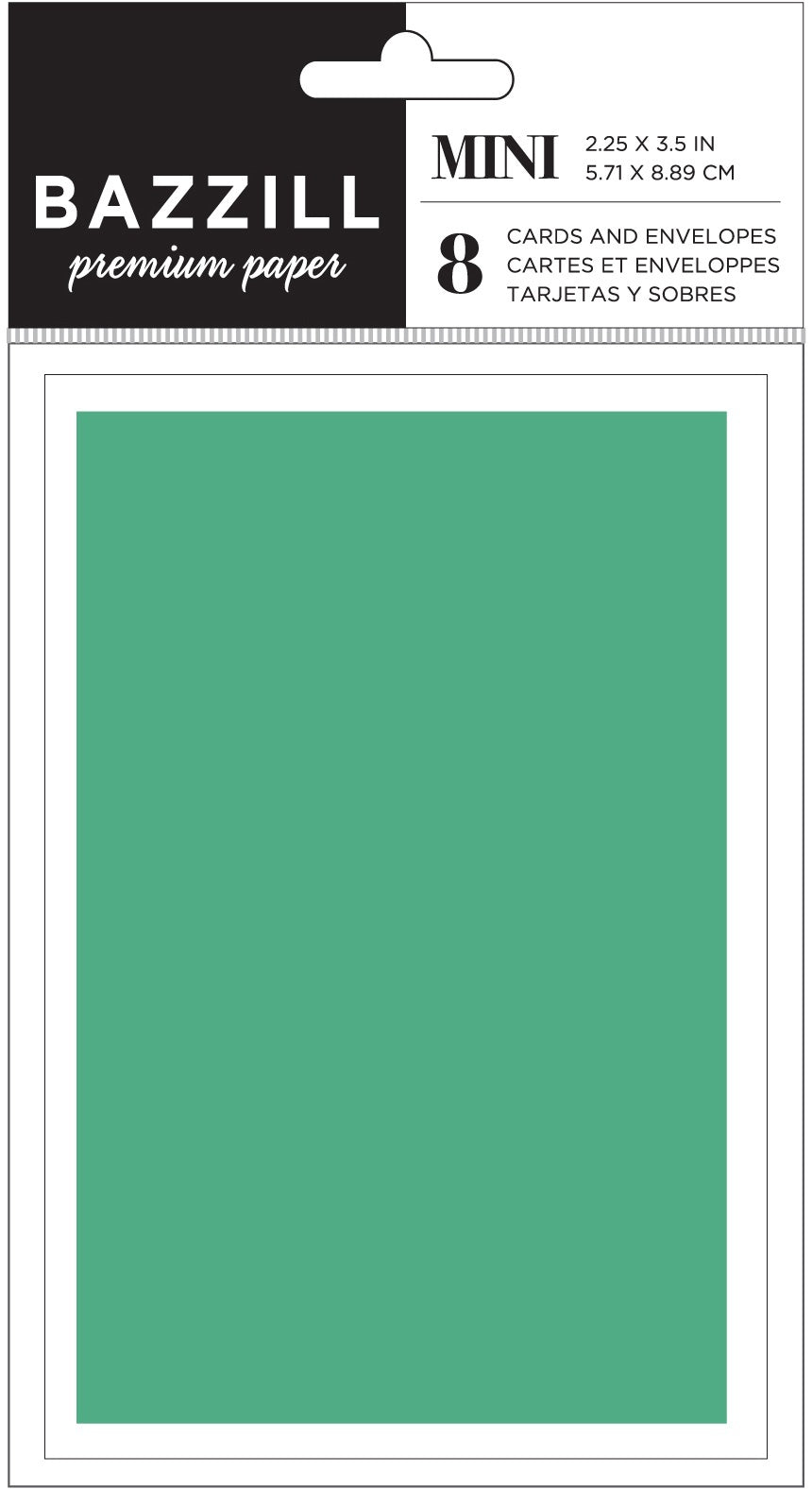 Bazzill Mini Cards W/Envelopes 2.25"X3.5" 8/Pkg - Green Apple