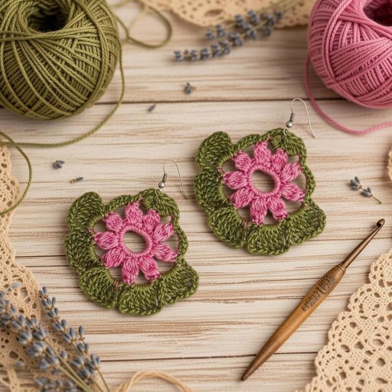 Crochet Flower Earrings Pattern – Floral Jewelry PDF + Video Tutorial