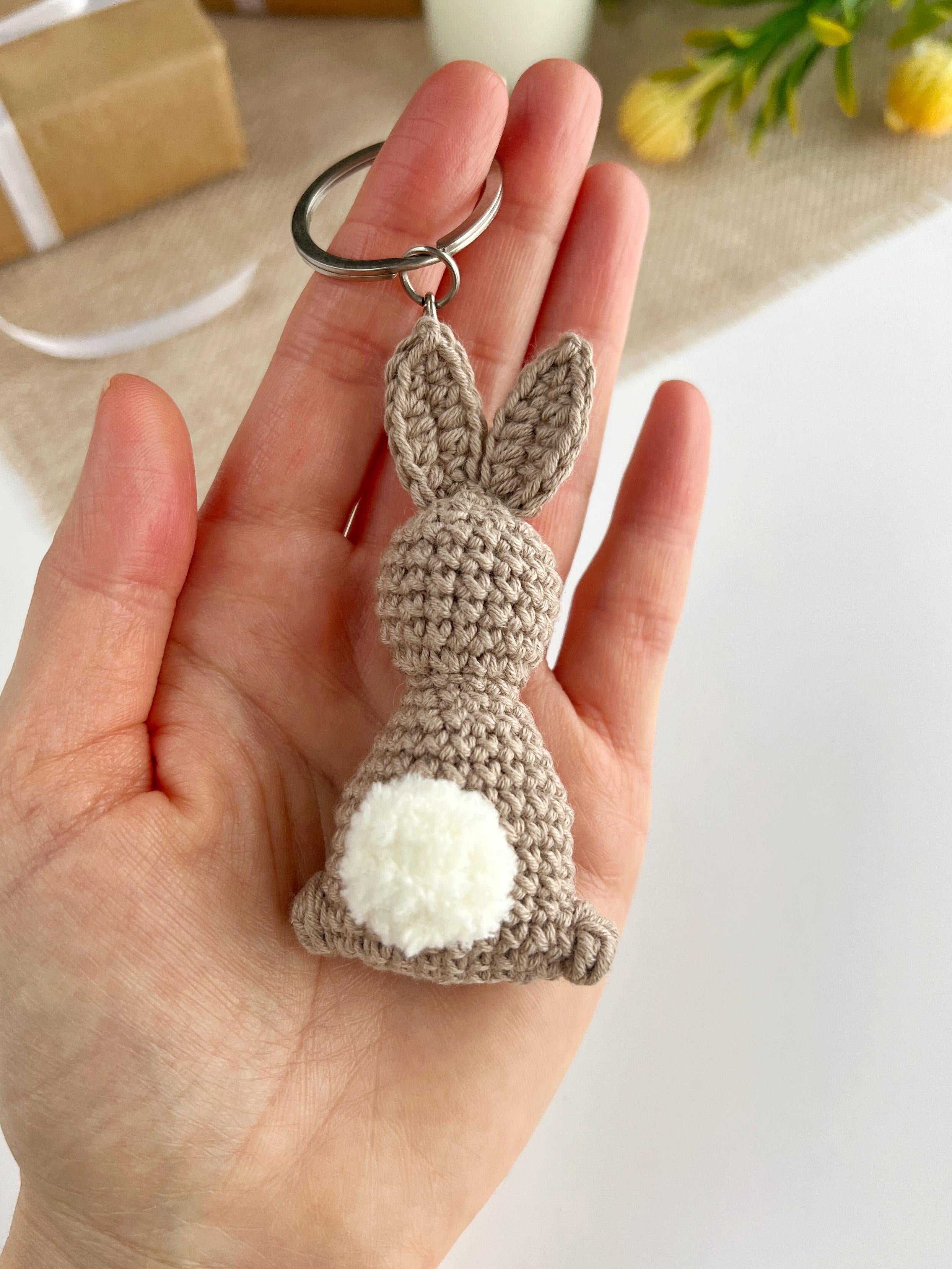 Crochet bunny keyring amigurumi pattern Rabbit keychain charm car hanger