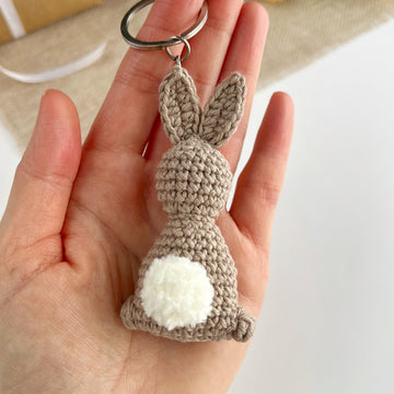 Crochet bunny keyring amigurumi pattern Rabbit keychain charm car hanger