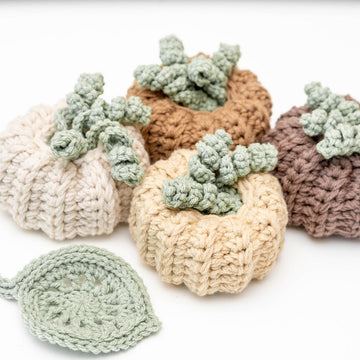 Crochet Pumpkin with Leaf Coasters