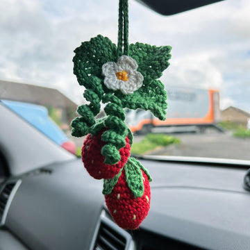 Crochet strawberry keyring