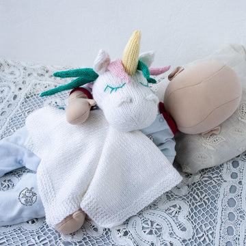 Unicorn Baby Lace Blanket  knitted flat