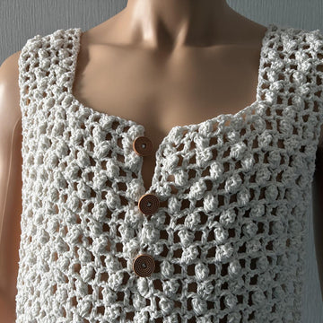 Popcorn Mesh Pocket Tank Top